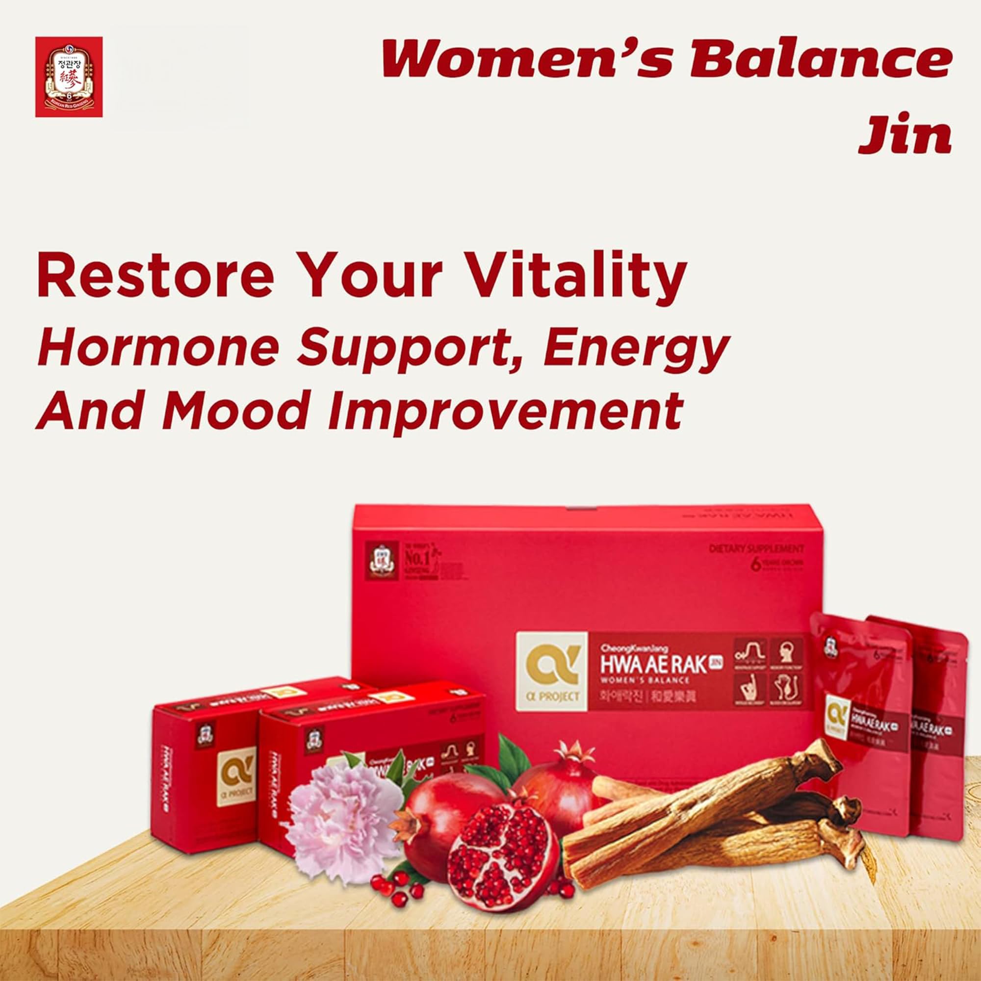 Jung Kwan Jang Women's Balance drink pouch close-up with ginseng blend