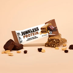 JUNKLESS packaging shown ready for on-the-go snacking.