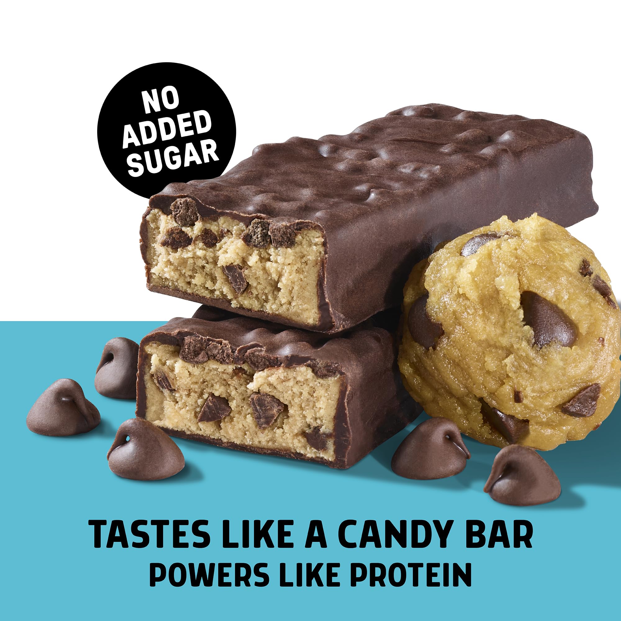 Junkless bar nutrition facts panel for chocolate chip cookie dough flavor highlighting protein