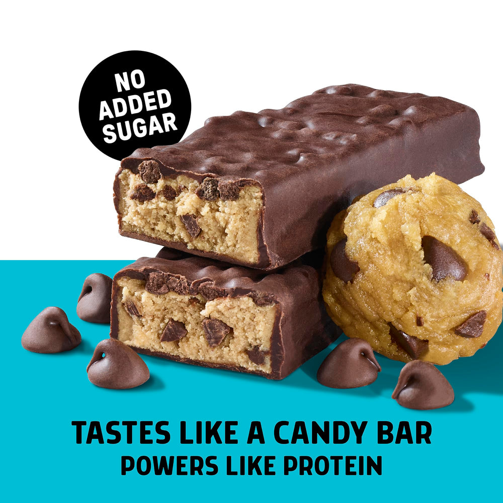 Junkless bar nutrition facts panel for chocolate chip cookie dough flavor highlighting protein