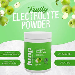 Glass of JUNP Green Apple drink showing refreshing hydration.