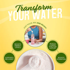 JUNP Electrolytes Lemonade with a convenient scoop for on-the-go hydration