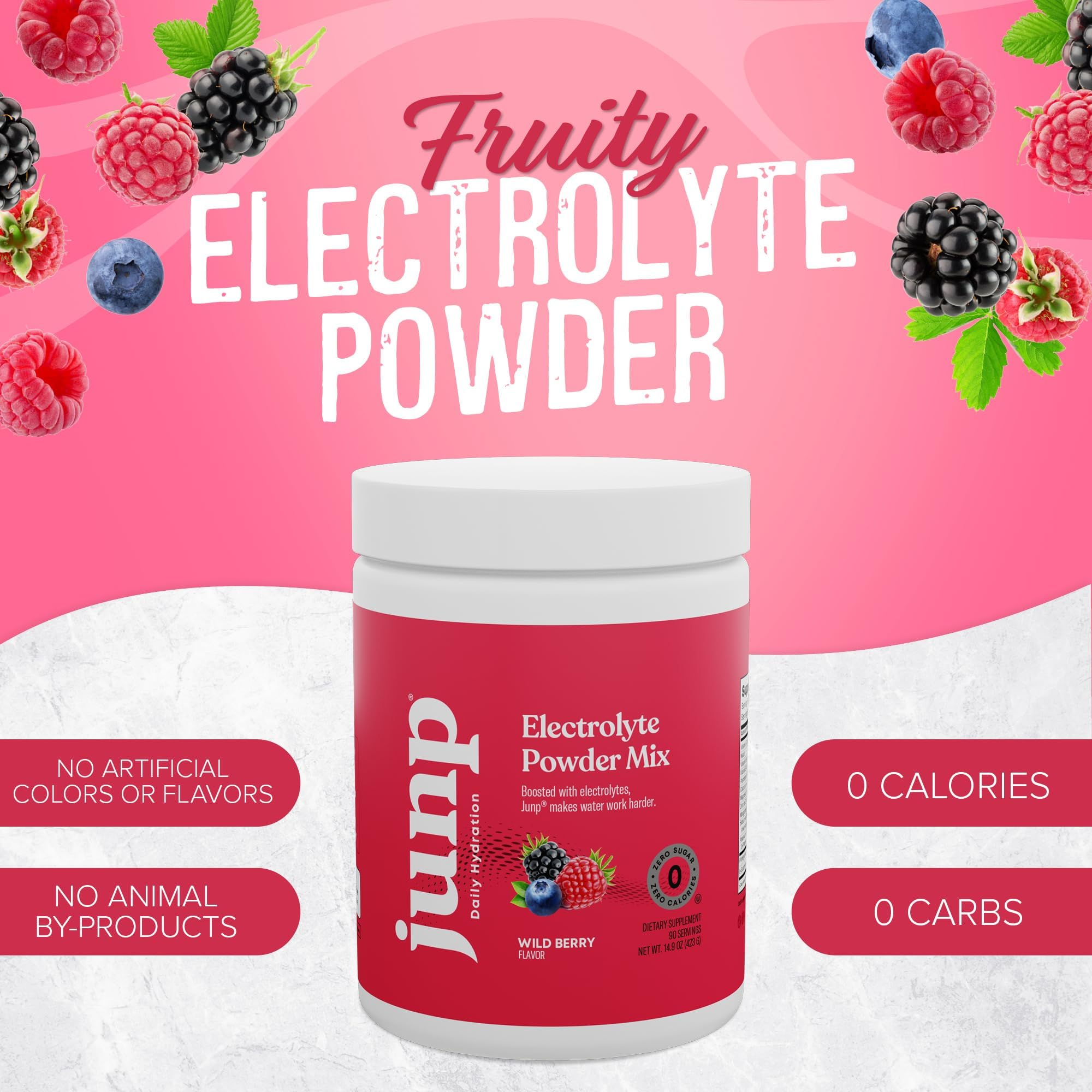 JUNP electrolytes powder dissolving in a glass of water.