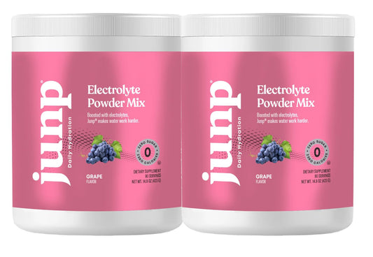 JUNP grape electrolytes bottle enhances hydration with grape flavor for on-the-go use.