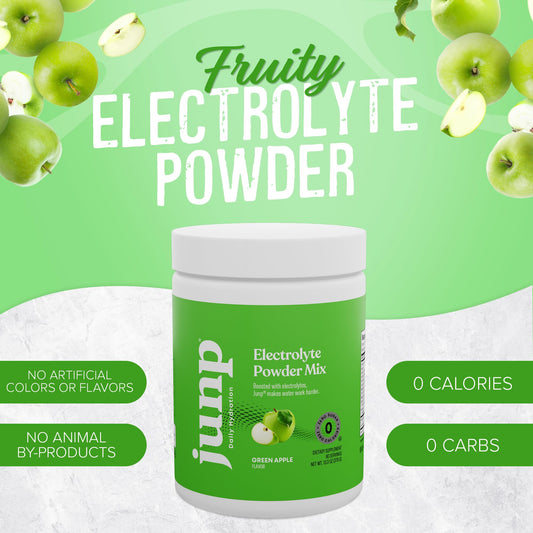 JUNP green apple powder dissolving in water showing refreshing keto-friendly flavor