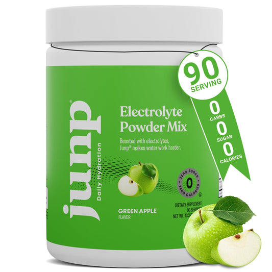 JUNP electrolytes powder tub front with zero sugar hydration for daily activity