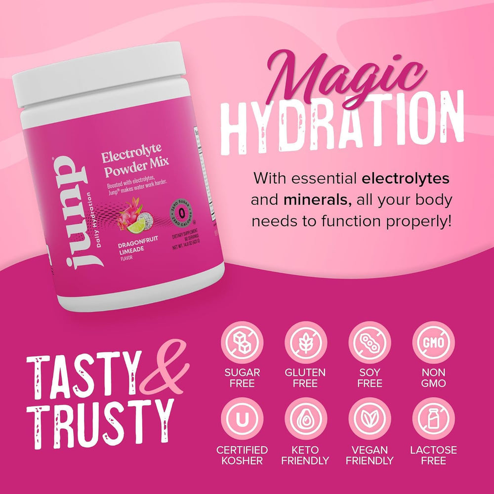 JUNP label highlights Kosher and Non-GMO attributes for clean ingredients.