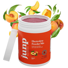 JUNP peach powder scoop for quick, precise hydration measurements
