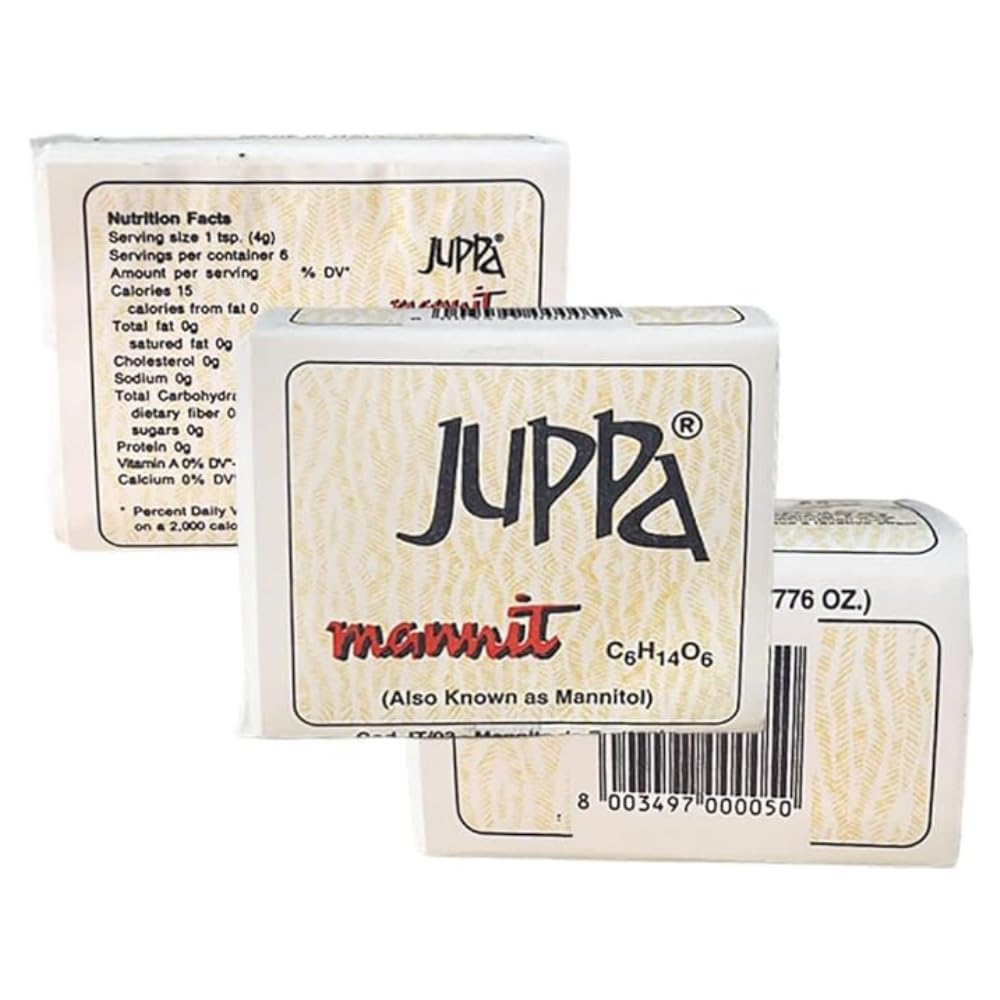 JUPPA Mannite Bars box front shows authentic Italian craftsmanship for on-the-go nutrition.