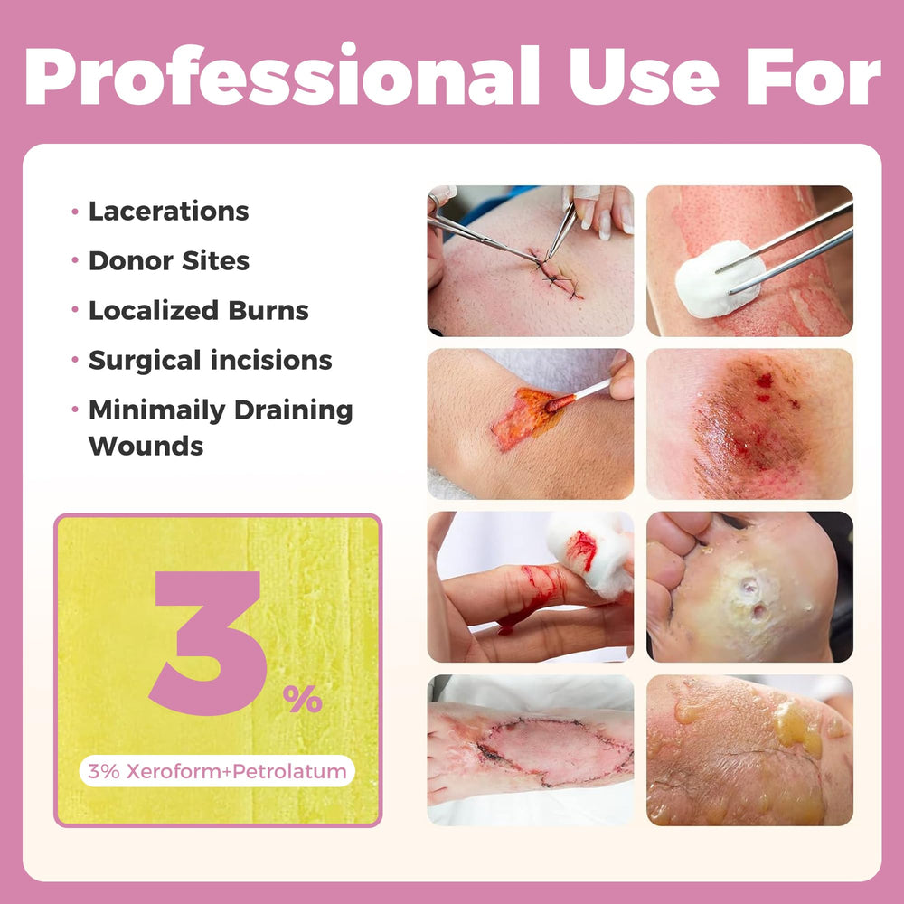 JUSORE Xeroform dressing is easy to apply and remove.