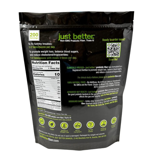 Just Better powder dissolves completely in water for a smooth mix.