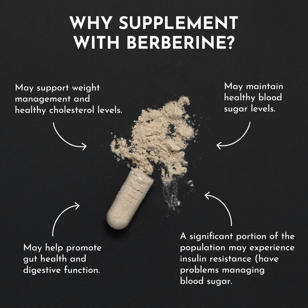 Packaging label details for JUST INGREDIENTS Berberine with ingredient transparency