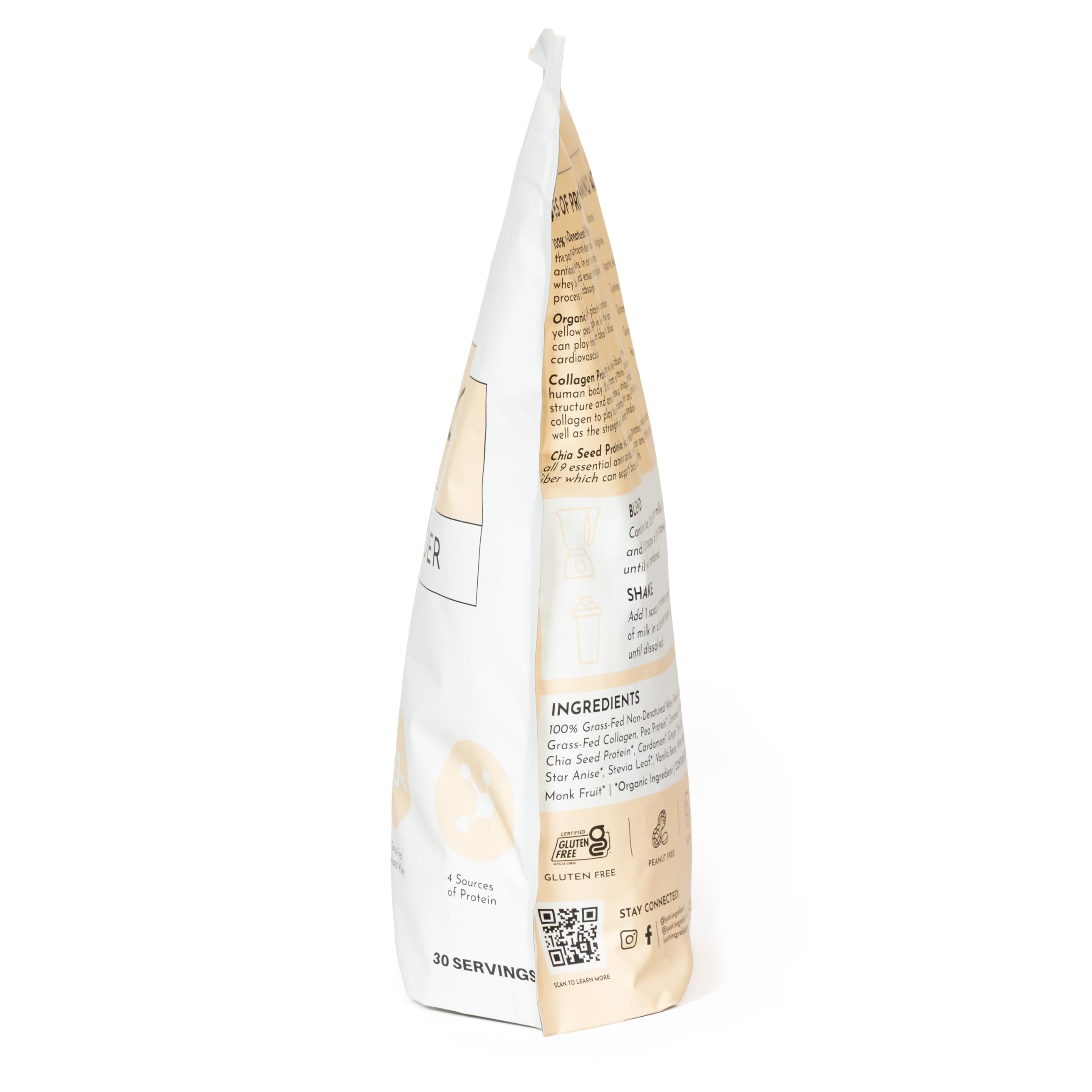 Just Ingredients Chai Protein Powder shaker mix creates a creamy chai shake