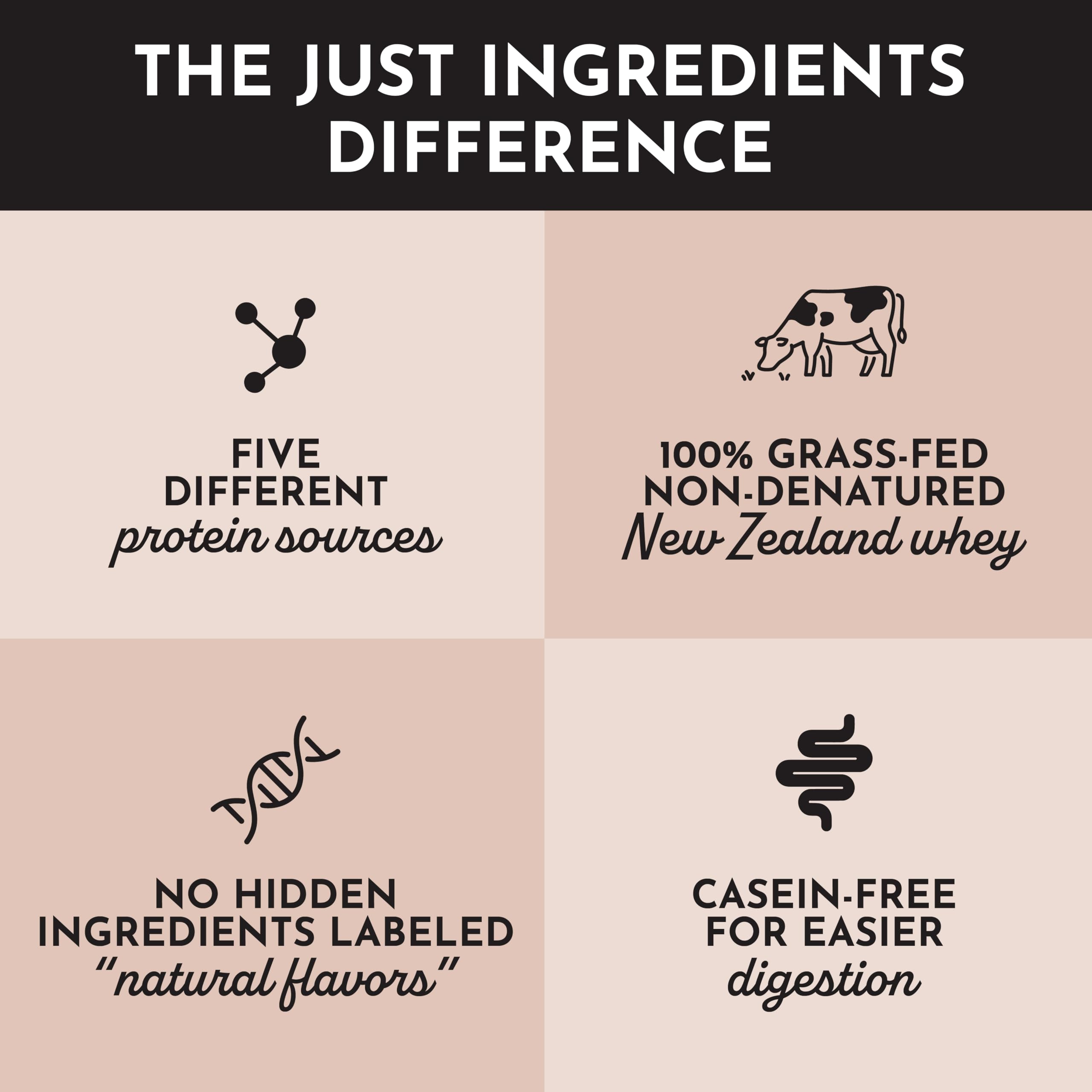 JUST INGREDIENTS chocolate protein powder in smoothie pour for an energy-boosting boost