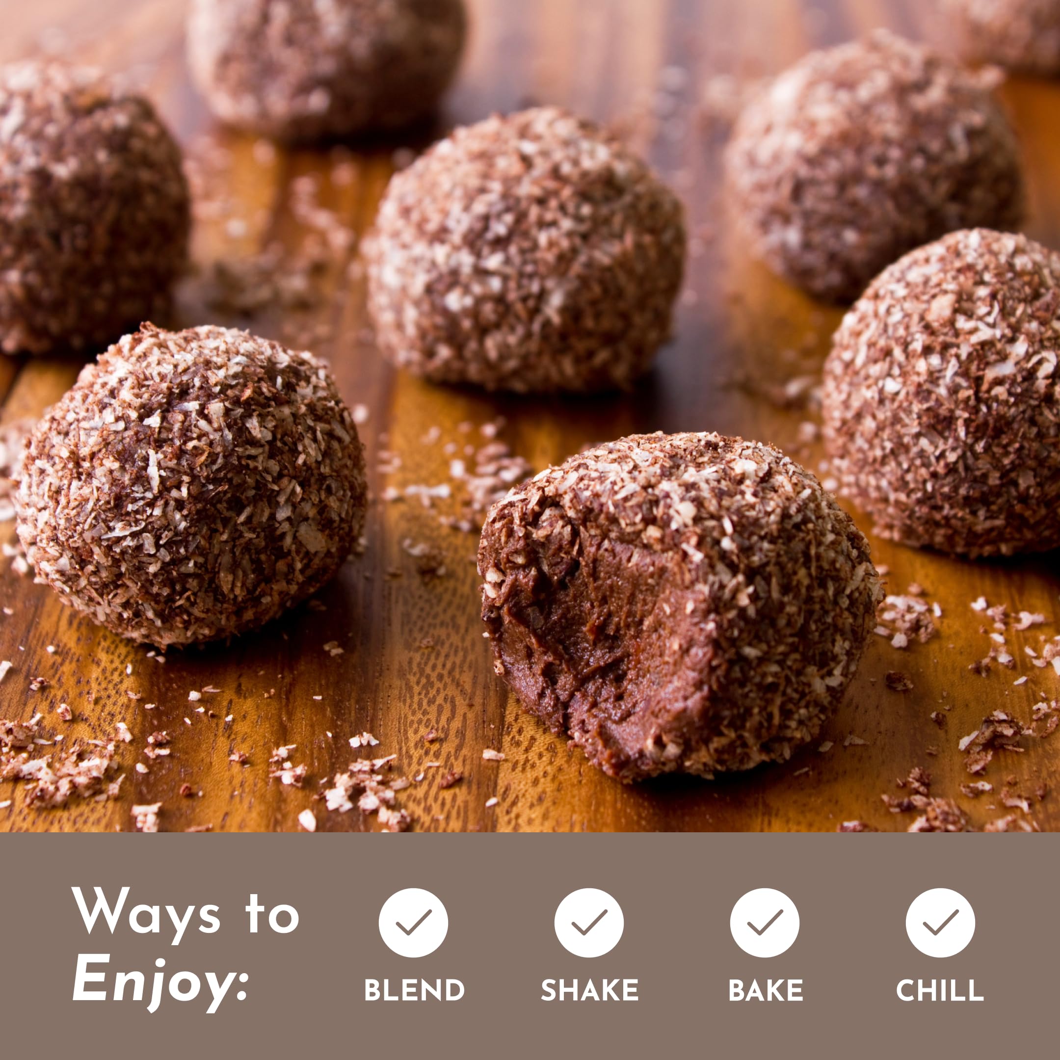 JUST INGREDIENTS chocolate protein powder label close-up with transparent ingredients