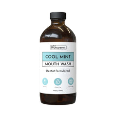 Just Ingredients Cool Mint Mouthwash bottle front showing the minty formula for daily use.