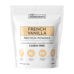 Just Ingredients French Vanilla Protein Powder bag, ideal for daily workouts.