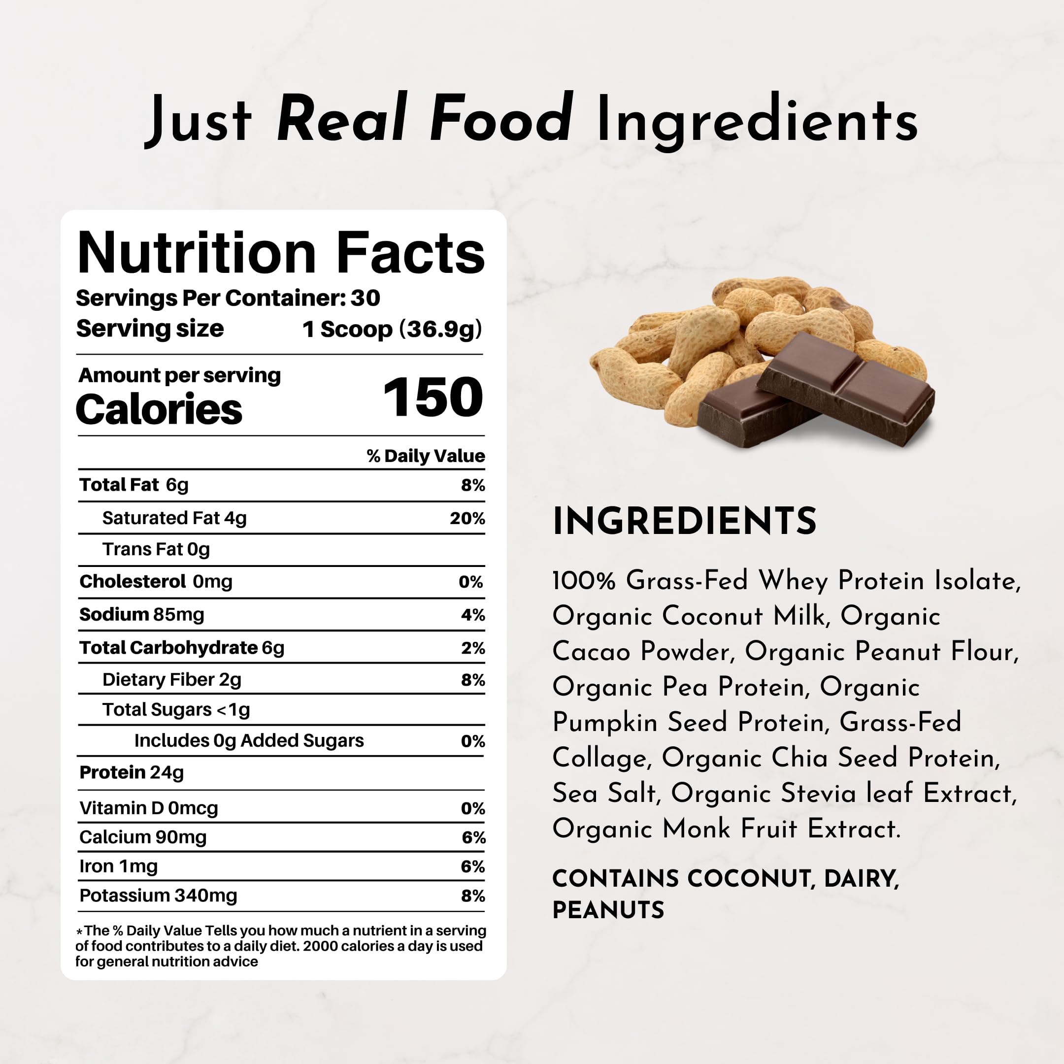 JUST INGREDIENTS grass-fed whey scoop for post-workout recovery and energy