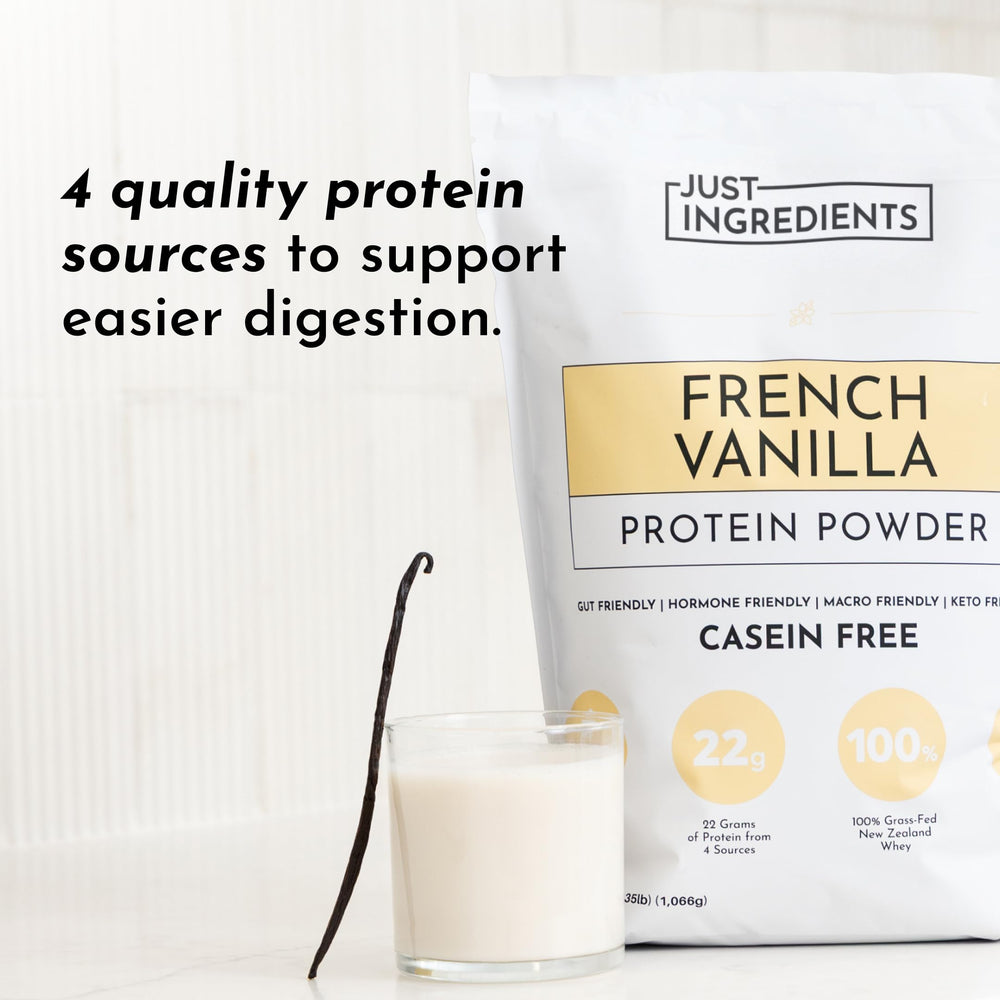 Just Ingredients grass-fed whey source visual signaling quality protein origin.