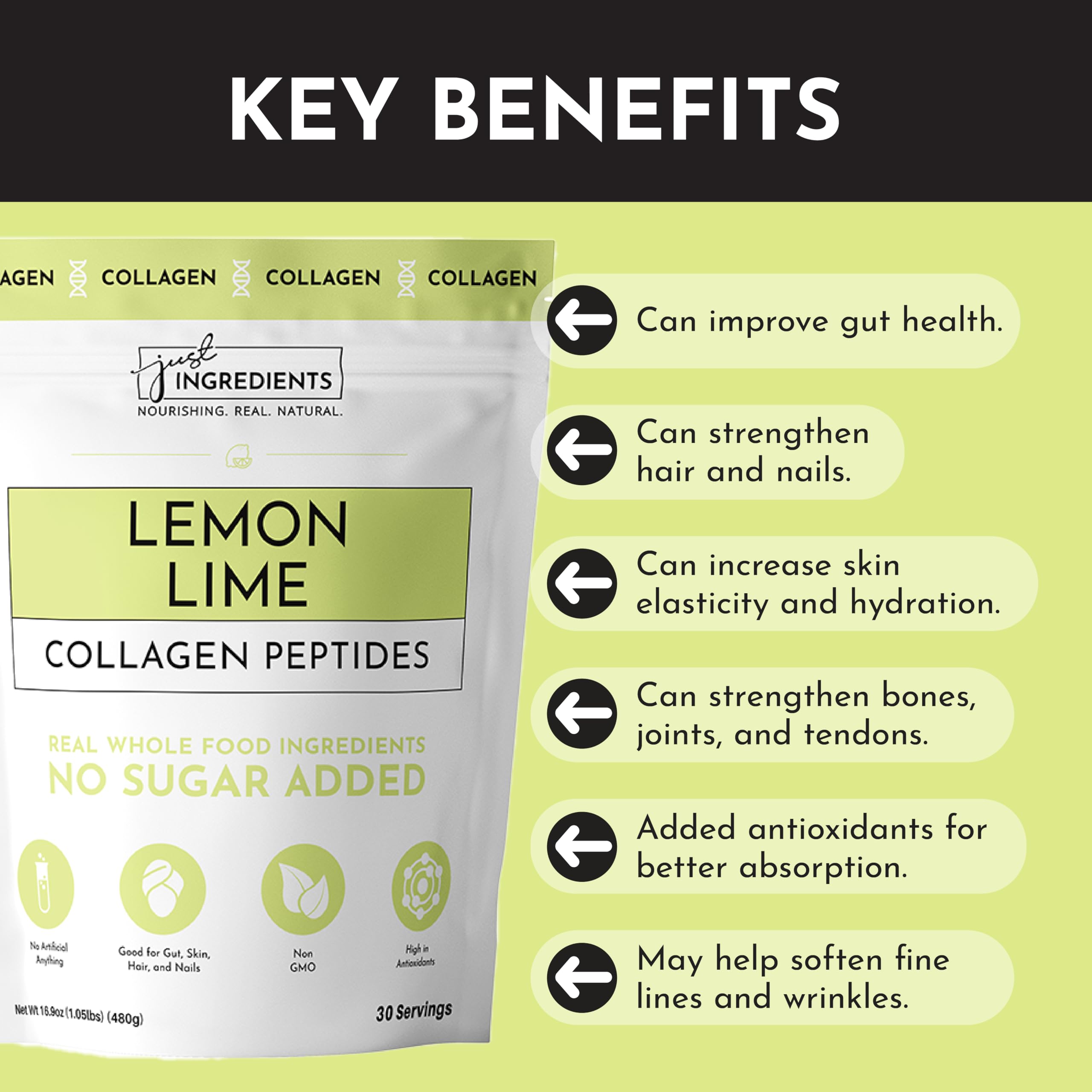JUST INGREDIENTS Lemon Lime drink in a glass highlighting refreshing flavor