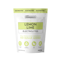 Just Ingredients Lemon Lime Electrolytes bottle pour for quick hydration.