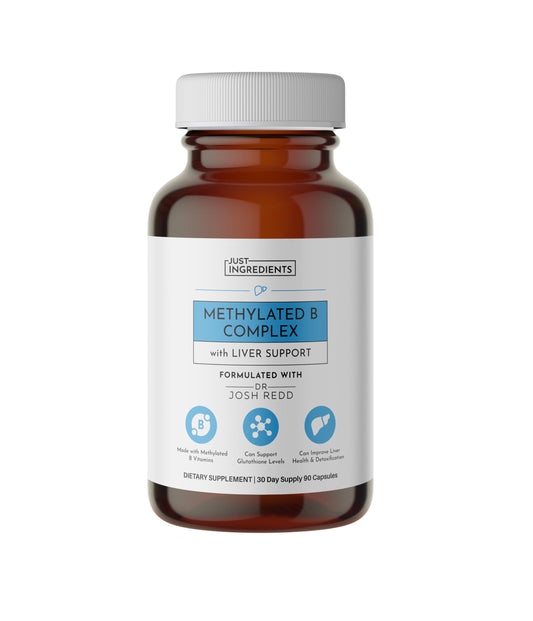 JUST INGREDIENTS Methylated B Complex energy capsules support daily vitality.