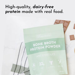 Just Ingredients mint chocolate shake glass shows dairy-free nourishment