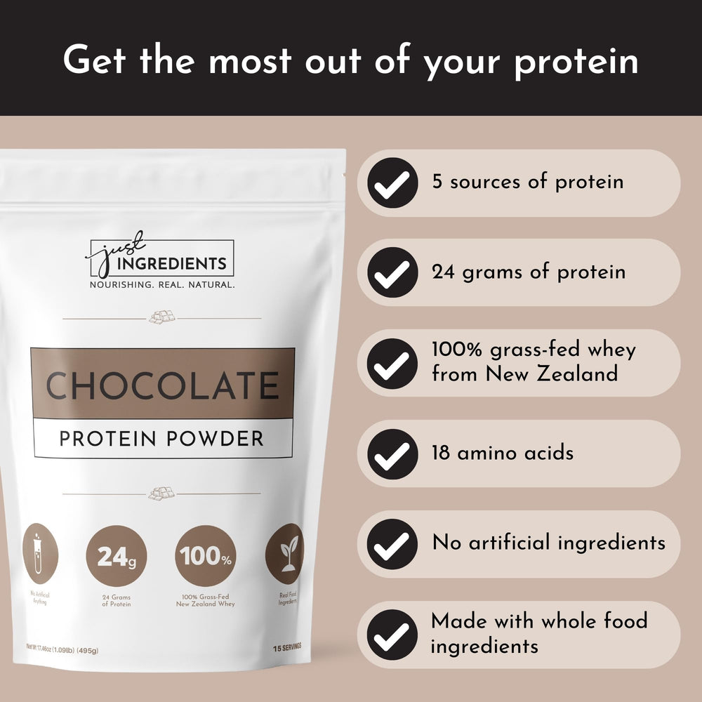 JUST INGREDIENTS multi-source protein blend supports daily nutrition.