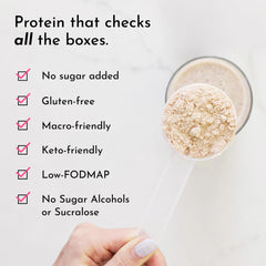Just Ingredients protein bag label shows nutrition panel and clean ingredients.