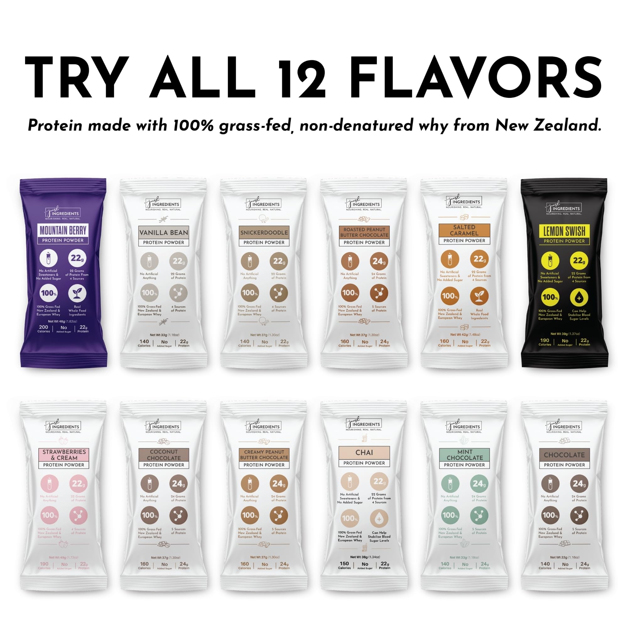JUST INGREDIENTS vanilla-bean flavor scoop for a naturally sweetened shake.