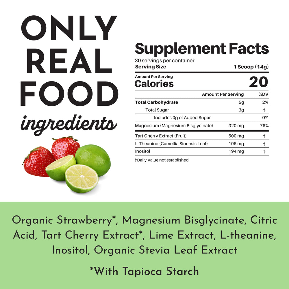JUST INGREDIENTS Strawberry Limeade Nighttime Bottle ready to mix before bed