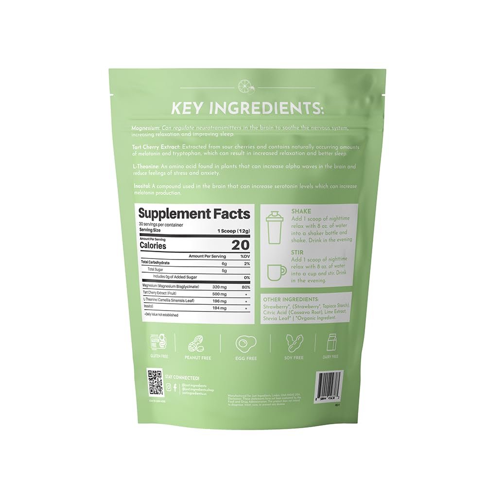 JUST INGREDIENTS Strawberry Limeade Nighttime Glass showing a refreshing bedtime drink
