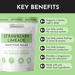 JUST INGREDIENTS Strawberry Limeade ingredients close-up highlighting organic fruit