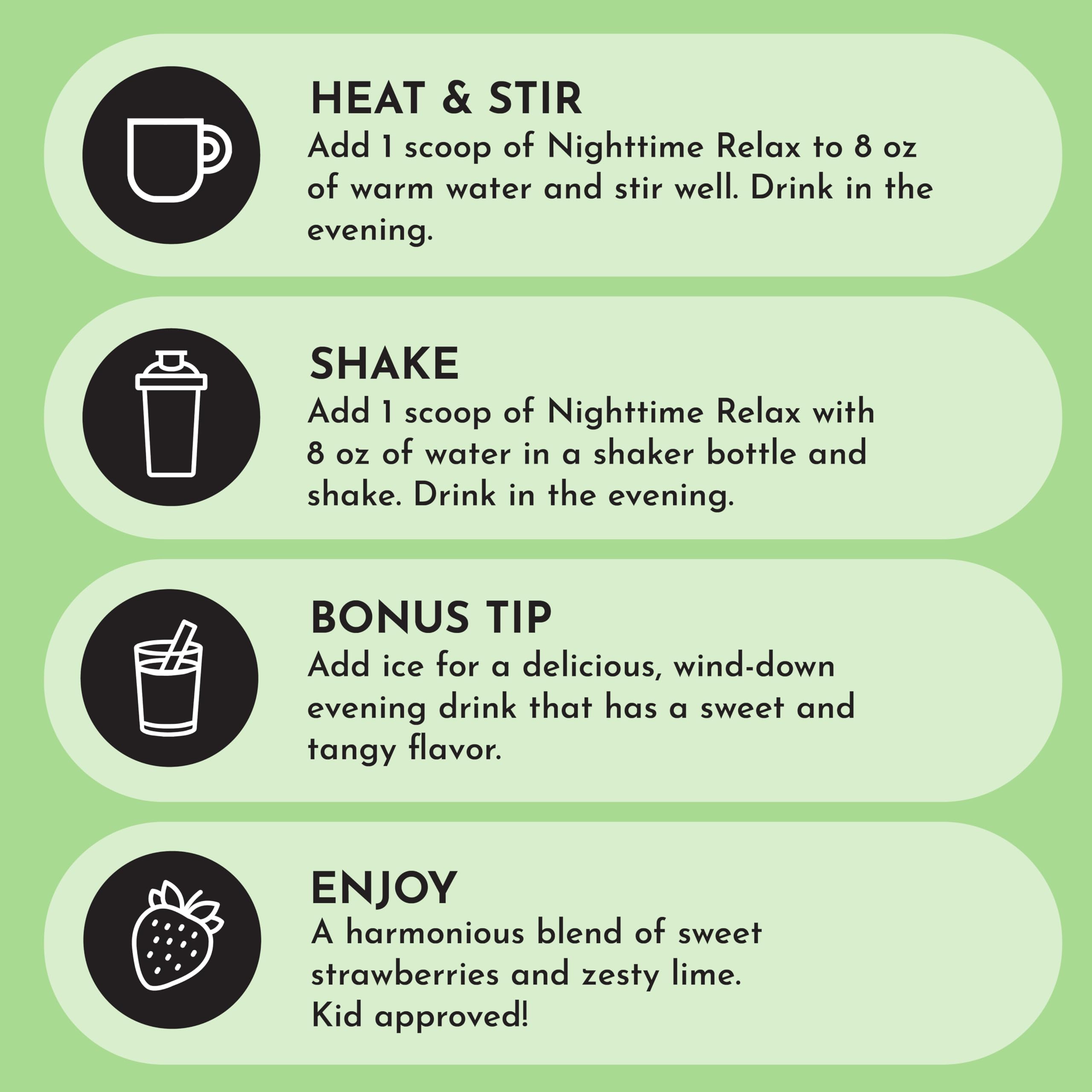 JUST INGREDIENTS Nighttime label showing clean ingredients and no artificial flavors