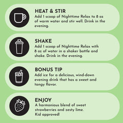 JUST INGREDIENTS Nighttime label showing clean ingredients and no artificial flavors