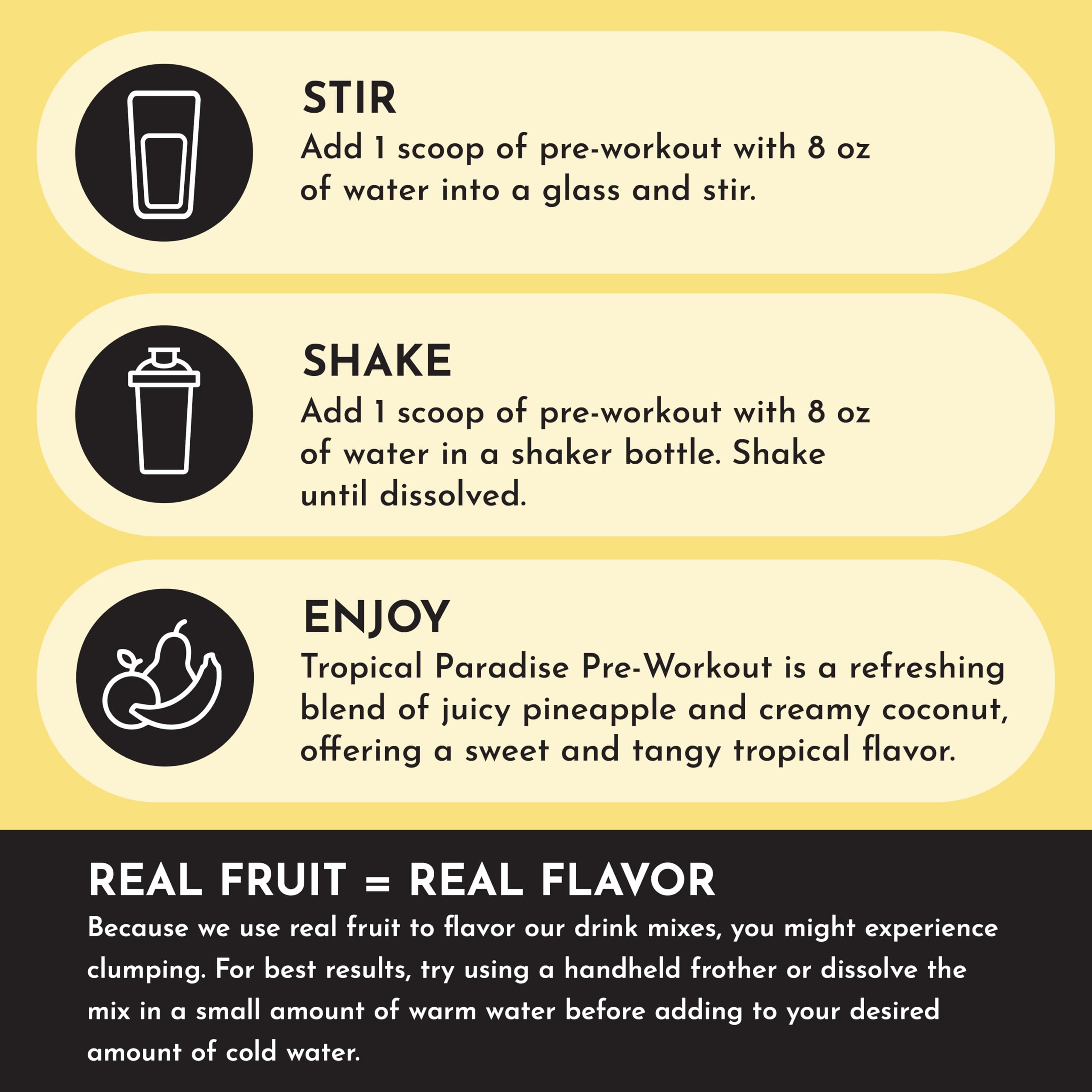 JUST INGREDIENTS Tropical Paradise label-detail emphasizes caffeine-free energy and electrolyte balance.