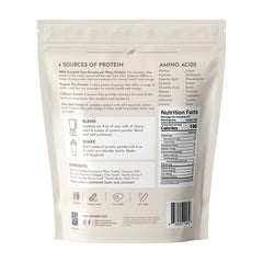 JUST INGREDIENTS Vanilla Bean Protein Powder shake glass shows creamy flavor for quick post-workout protein.