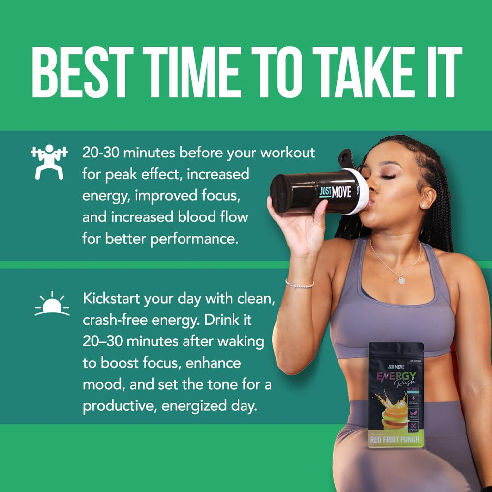 Just Move Sour Watermelon Energy Rush serving size scoop showing portion control
