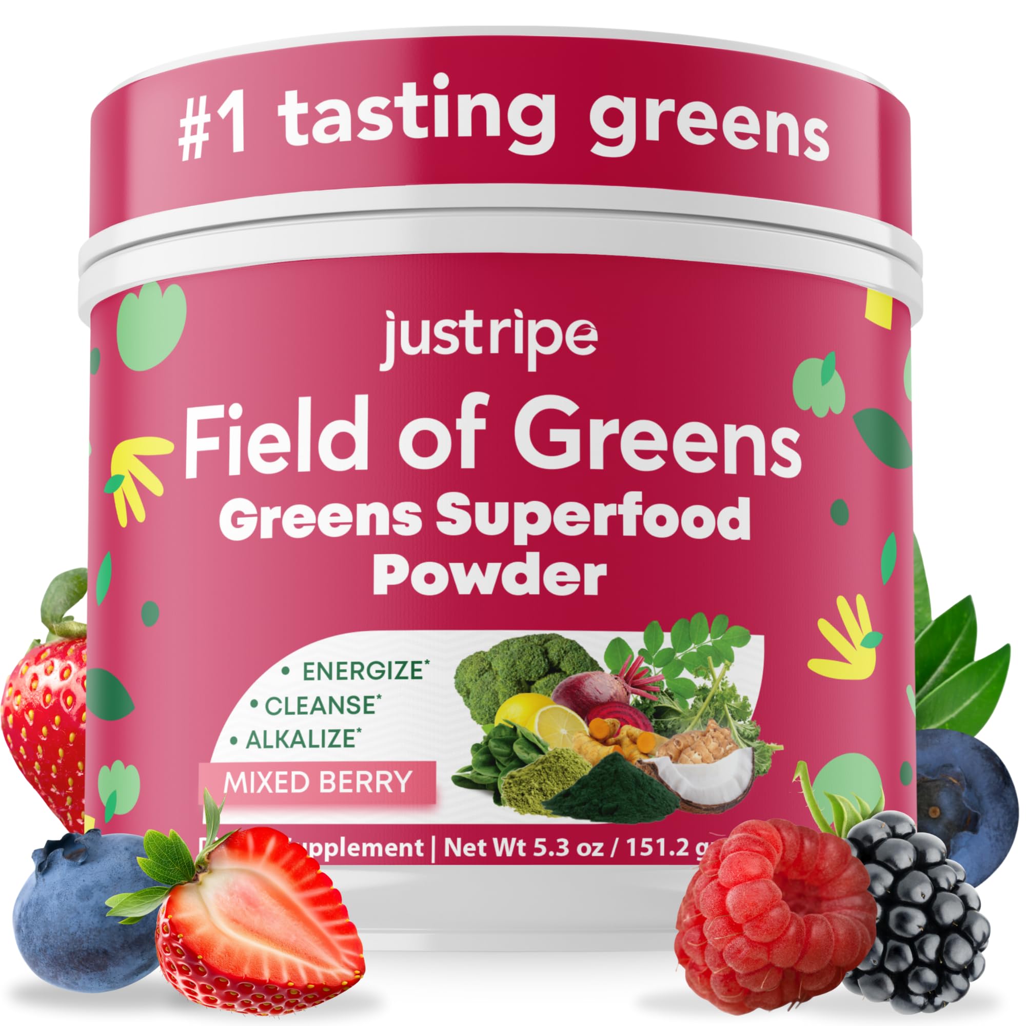 Just Ripe Field of Greens bottle pour for a smooth daily greens boost