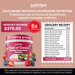 Just Ripe Field of Greens moringa leaf closeup emphasizes antioxidant-rich greens