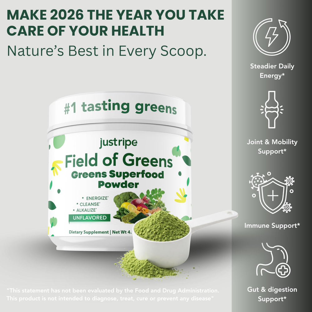 Just Ripe Field of Greens women-friendly mix for natural energy without caffeine.