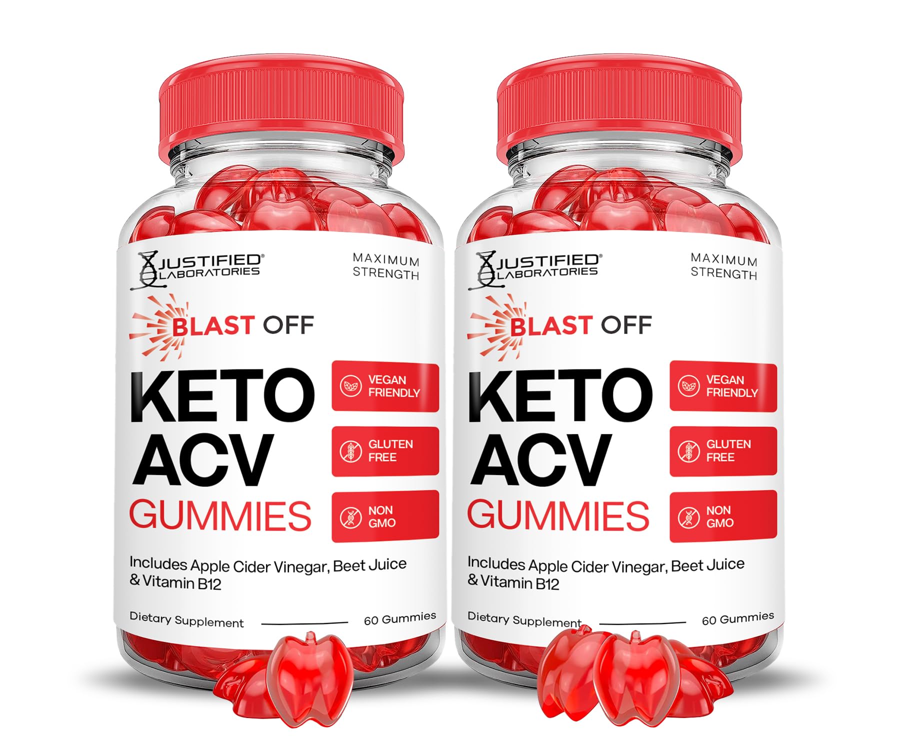 Justified Laboratories' Blast Off Keto ACV Gummies bottle pour for daily use