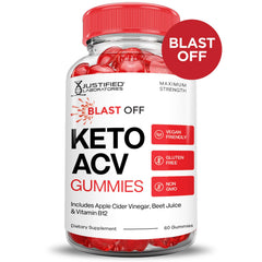 Justified Laboratories Blast Off Keto ACV gummies ingredients beet-pomegranate blend visible