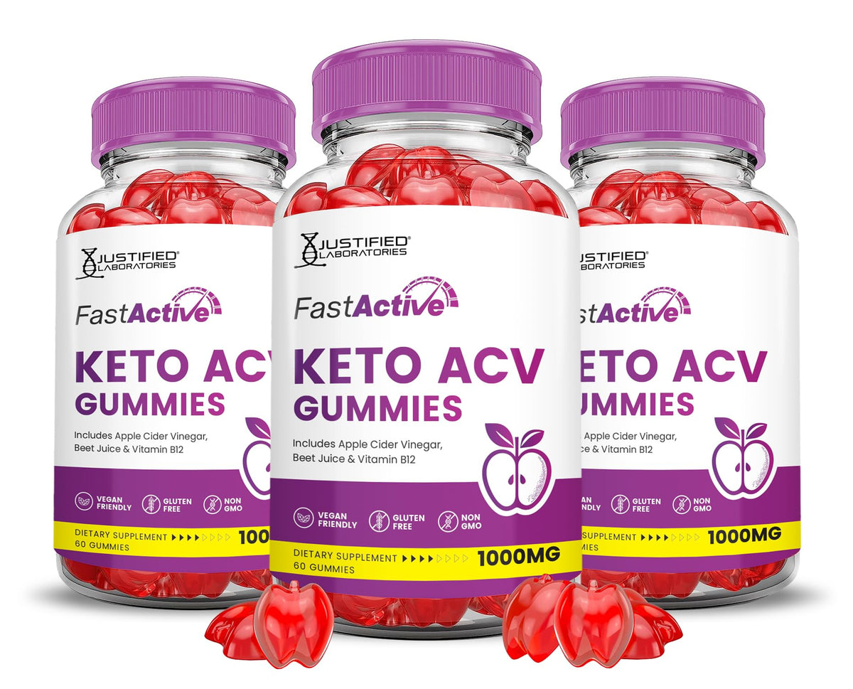 Justified Laboratories Fast Active Keto ACV Gummies bottle-front, 1000mg ACV per serving.