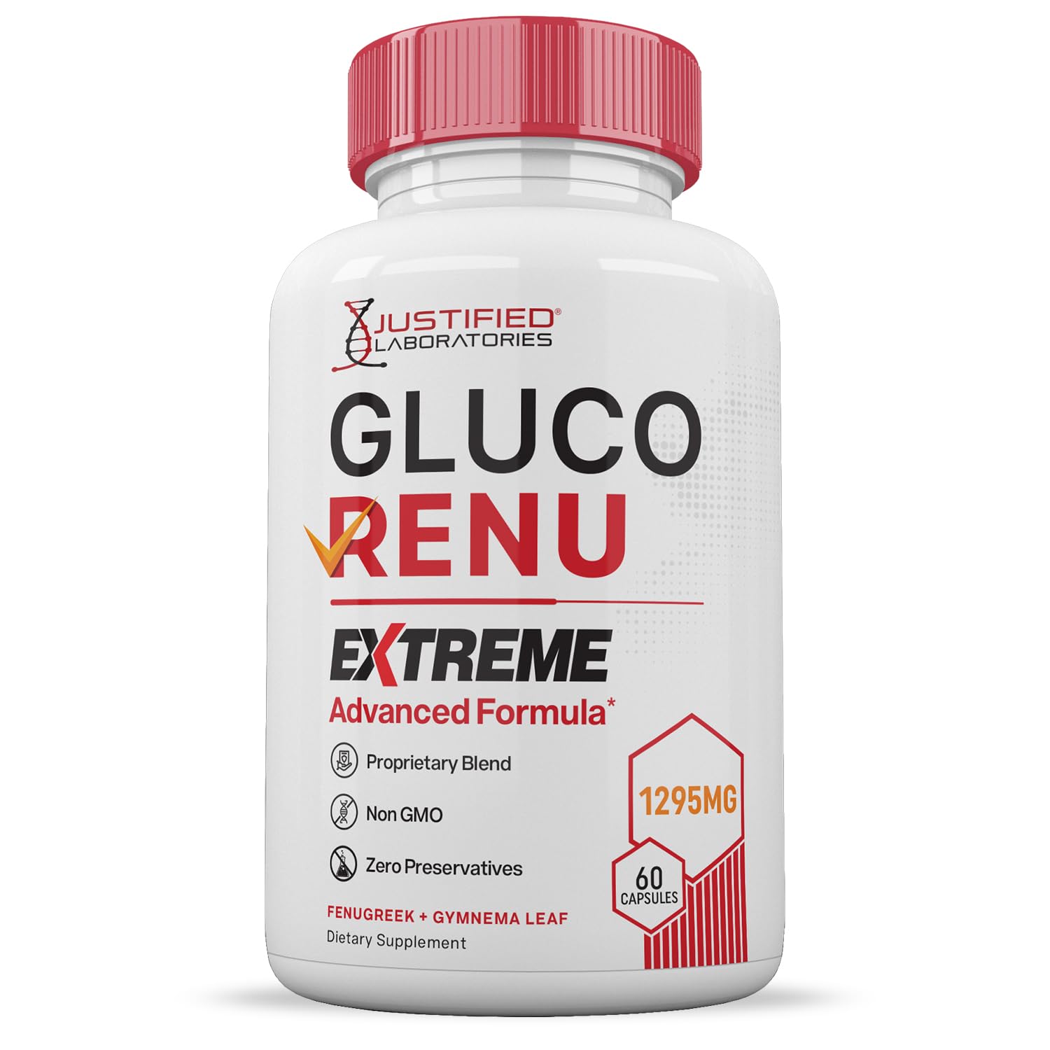 Justified Laboratories Gluco Renu Extreme berberine component highlights the herbal blend.