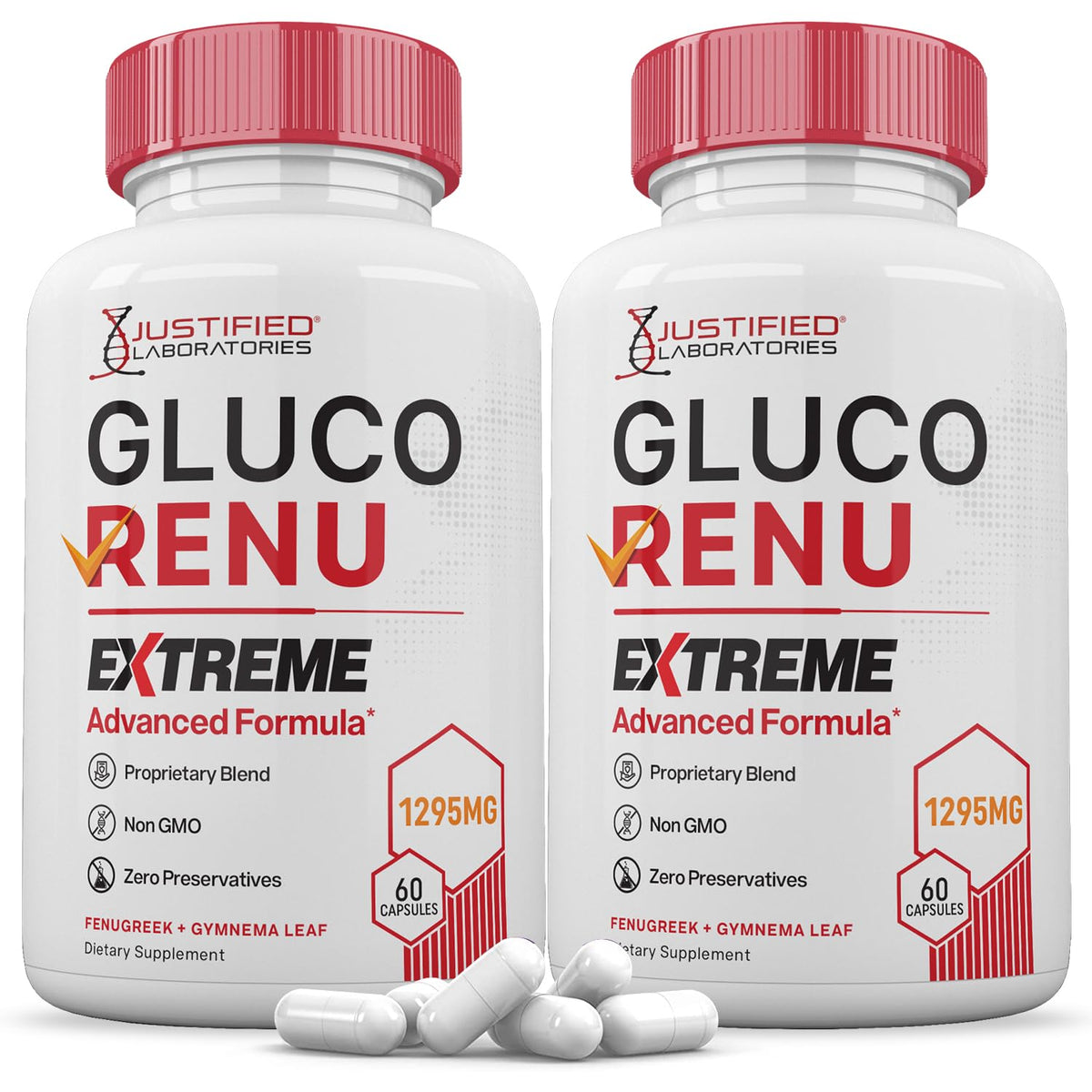 Justified Laboratories Gluco Renu Extreme bottle pour supports daily wellness