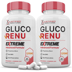 Justified Laboratories Gluco Renu Extreme bottle pour supports daily wellness