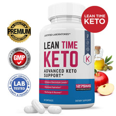 Lean Time Keto capsules close-up highlighting premium ingredients for electrolyte support.