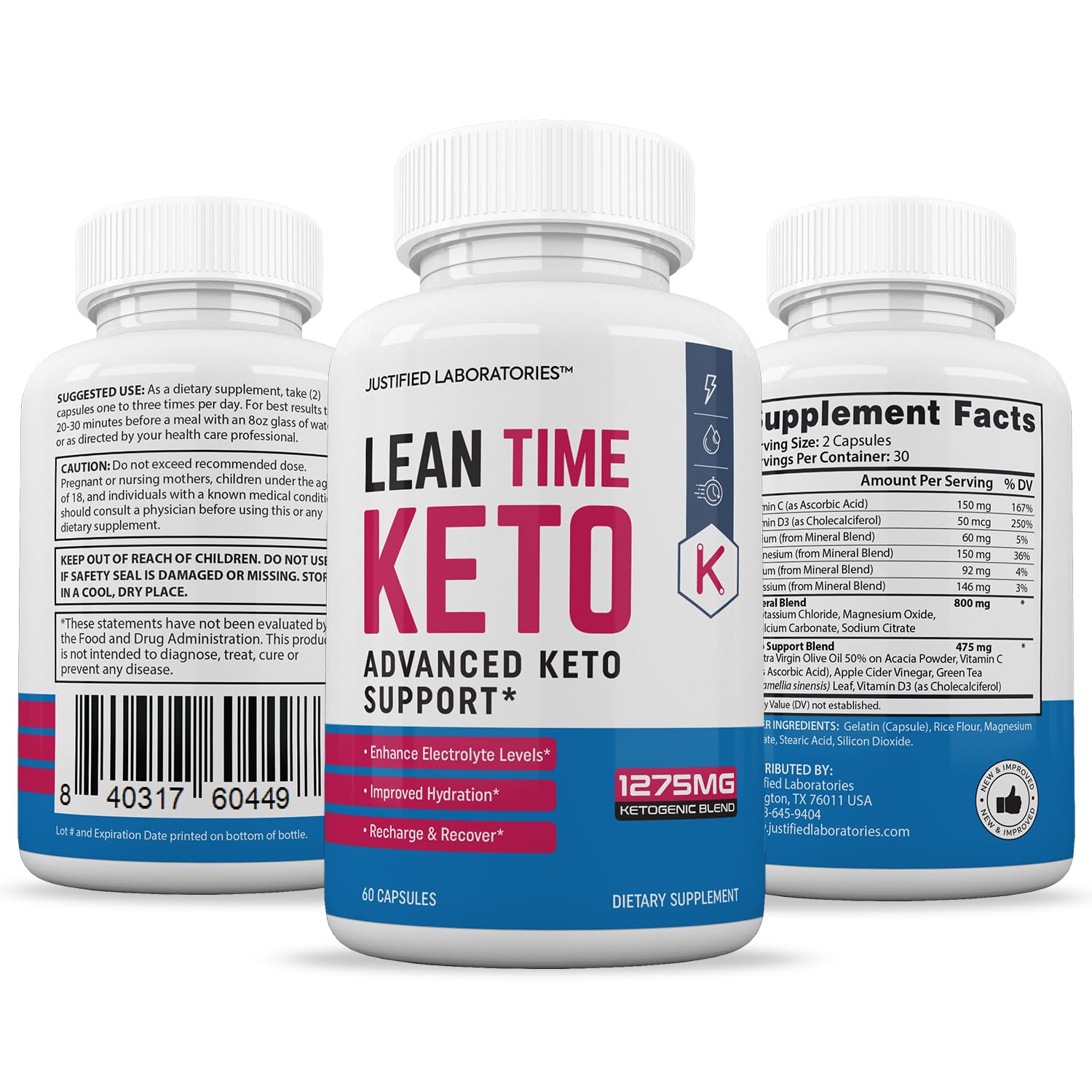 Usage scene showing Lean Time Keto capsules with water, suggesting pre-meal timing.
