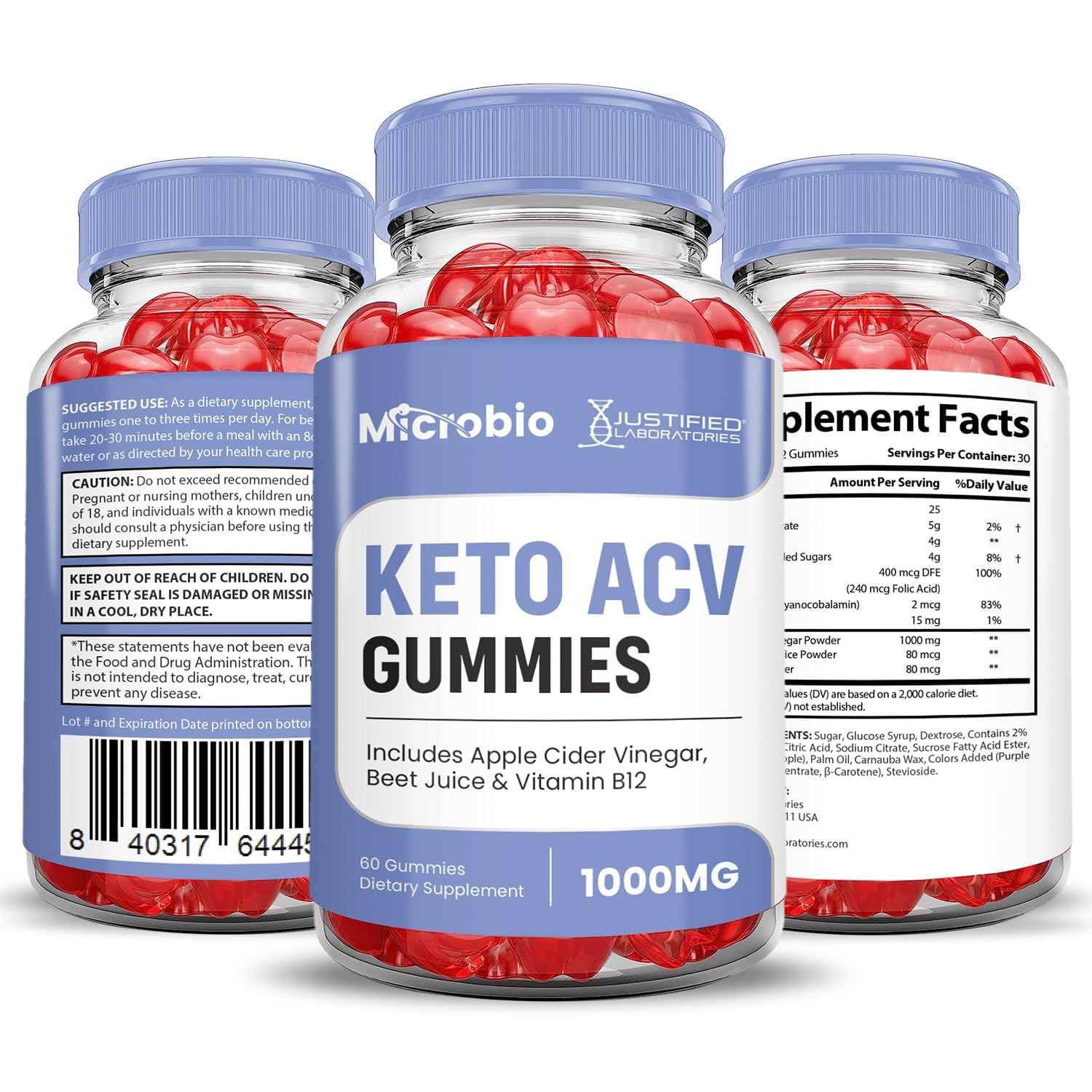 Justified Laboratories Microbio Keto ACV Gummies third-party tested seal reassures safety.